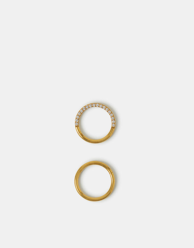 2-Pack 14ct Gold-Plated Surgical Steel Septum Hoops, , large