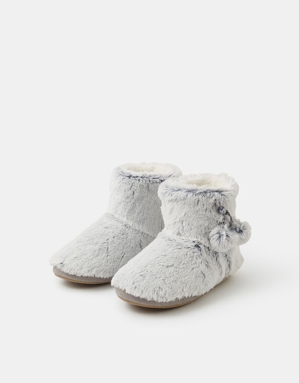 Super Soft Pom Pom Slipper Boots, Grey (GREY), large