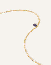 14ct Gold-Plated Pearl Chain Necklace, , large
