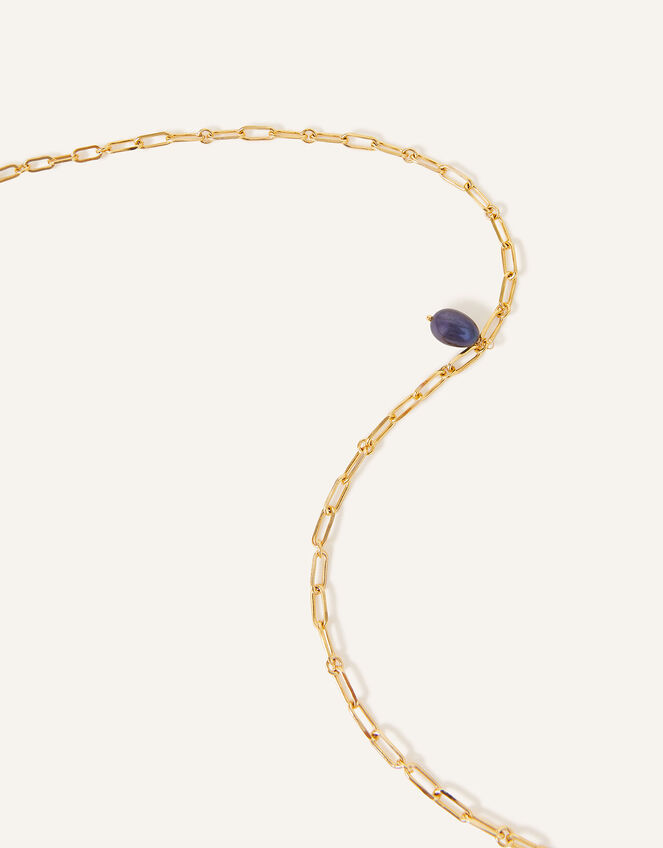 14ct Gold-Plated Pearl Chain Necklace, , large