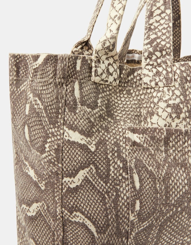 Snakeskin Print Shopper Bag, , large