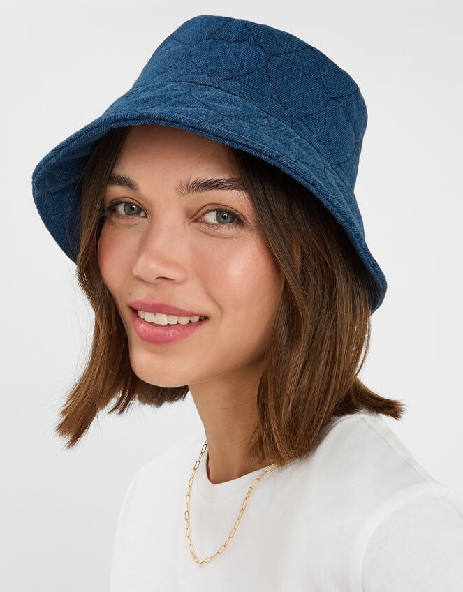 Denim Heart Bucket Hat, , large