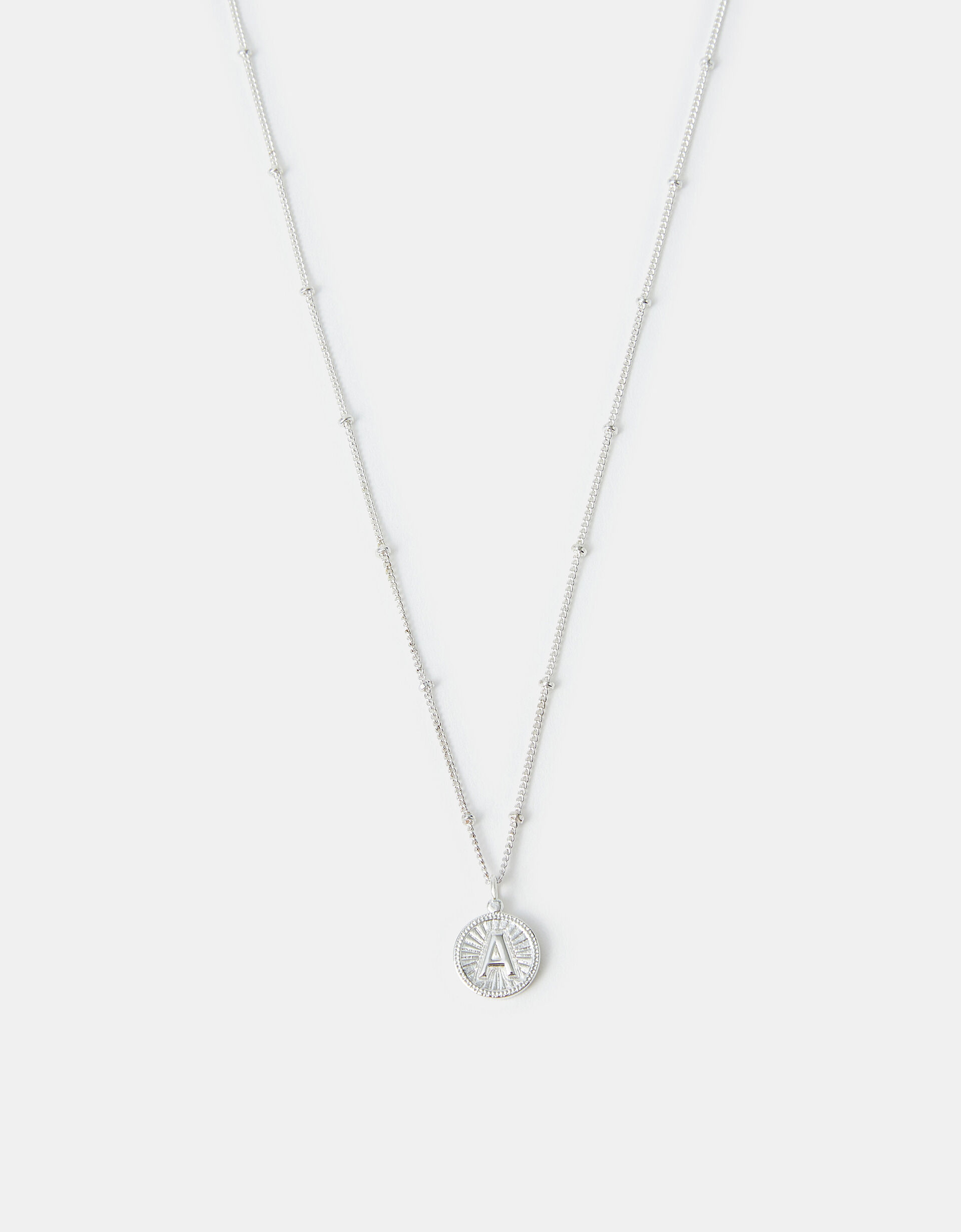 accessorize Sterling Silver-Plated Initial Disc Pendant Necklace Silver