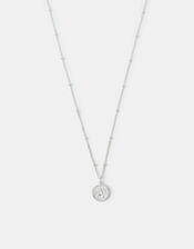 Sterling Silver-Plated Initial Disc Pendant Necklace, Silver (ST SILVER), large