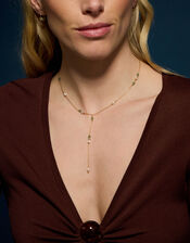 14ct Gold-Plated Aventurine Lariat Necklace, , large