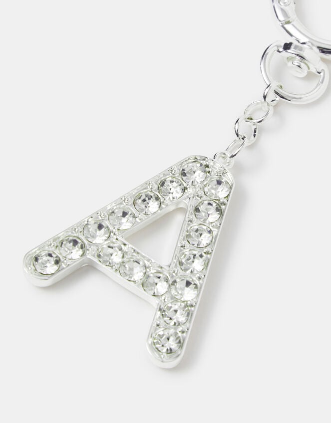 Diamant&eacute; Initial Bag Charm, Silver (SILVER), large