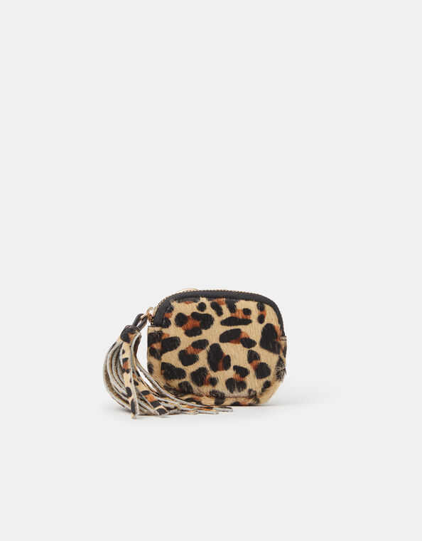 Leopard Print Leather Airpod Case Bag Charm, , large