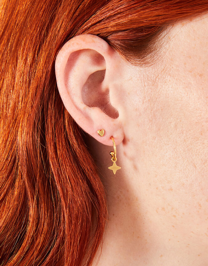 5-Pack 14ct Gold-Plated Stud and Hoop Earrings, , large