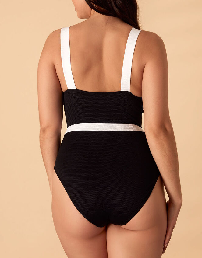 Monochrome Textured Shaping Swimsuit, Black (BLACK WHITE), large