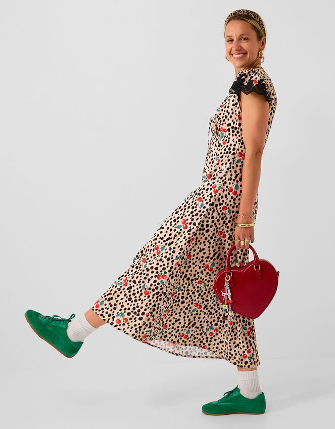 Animal Cherry Print Midi Dress, Multi (MULTI), large