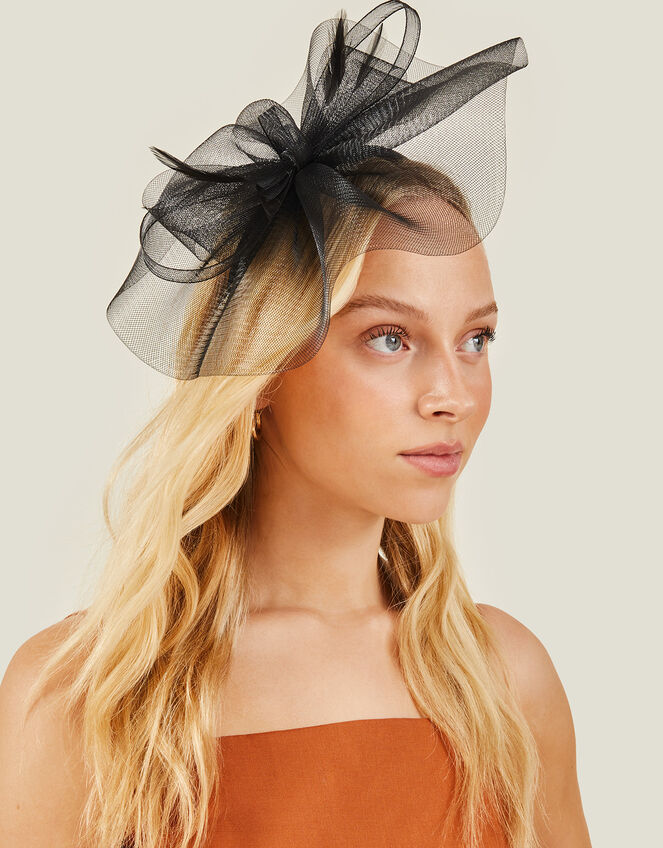 Mia Mini Crin Fascinator, Black (BLACK), large