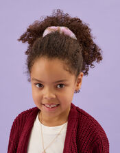 Girls Fluffy Leopard Print Hair Scrunchie, , large