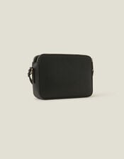 Faux Suede Crossbody Bag, Black (BLACK), large