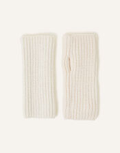 Ribbed Cut Off Gloves, Natural (NATURAL), large