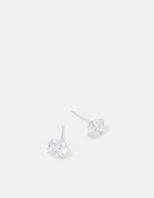 Sterling Silver Large Round Cut Cubic Zirconia Stud Earrings, , large