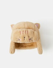 Girls Fluffy Cat Trapper Hat, Camel (BEIGE), large