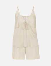Satin and Lace PJ Set, Camel (BEIGE), large