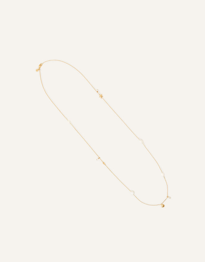 14ct Gold-Plated Mother of Pearl Shell Long Necklace, , large