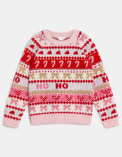 Girls Fair Isle Christmas Jumper, Multi (BRIGHTS MULTI), large