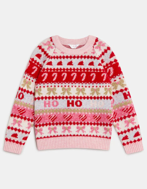 Girls Fair Isle Christmas Jumper, Multi (BRIGHTS MULTI), large