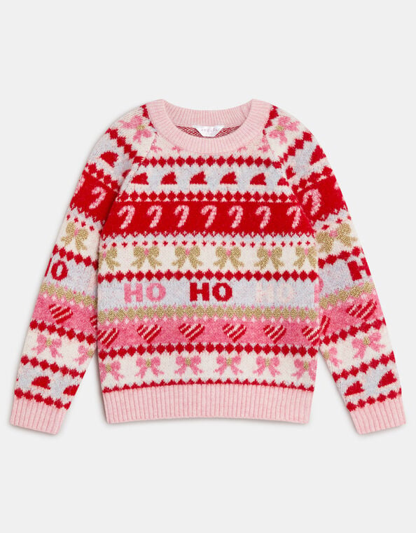 Girls Fair Isle Christmas Jumper, Multi (BRIGHTS MULTI), large
