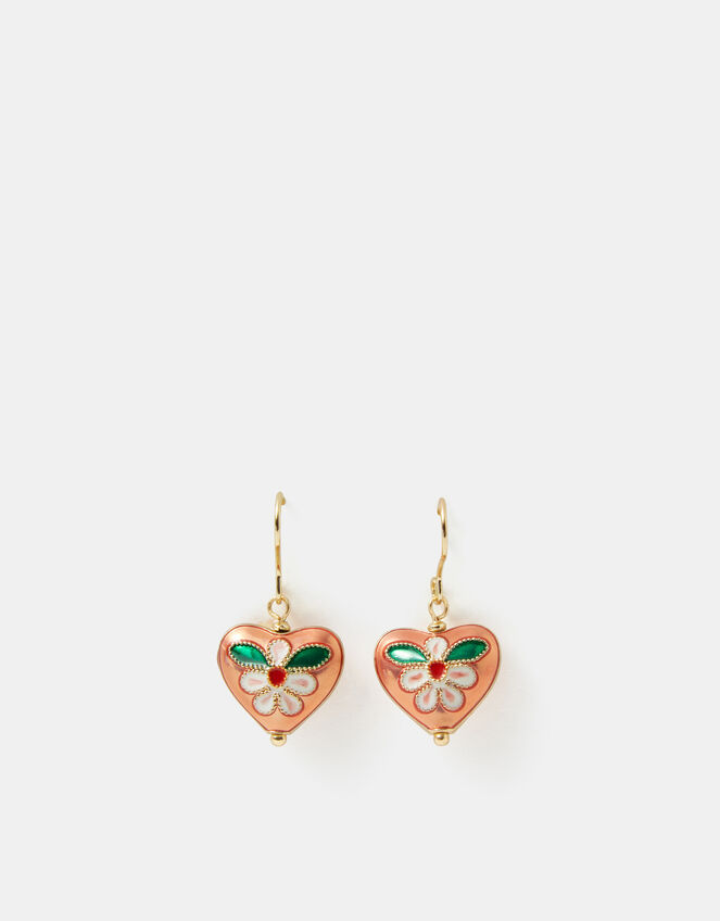 Heart Charm Drop Earrings, , large
