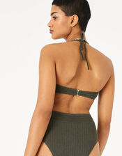 Ring Detail Bandeau Bikini Top, Green (KHAKI), large