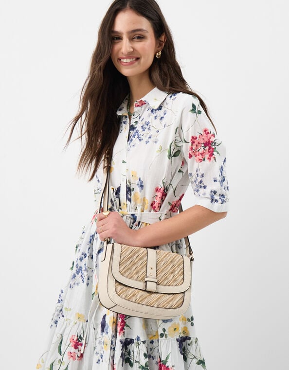 Woven Crossbody Bag, Cream (CREAM), large