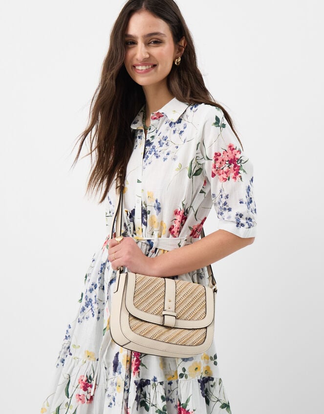 Woven Crossbody Bag, Cream (CREAM), large