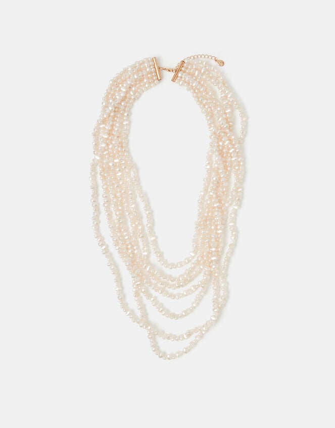 Multi Strand Layered Pearl Necklace, , large