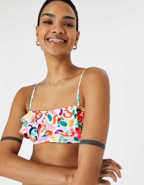 Colour Splash Frill Bandeau Bikini Top, Multi (BRIGHTS-MULTI), large