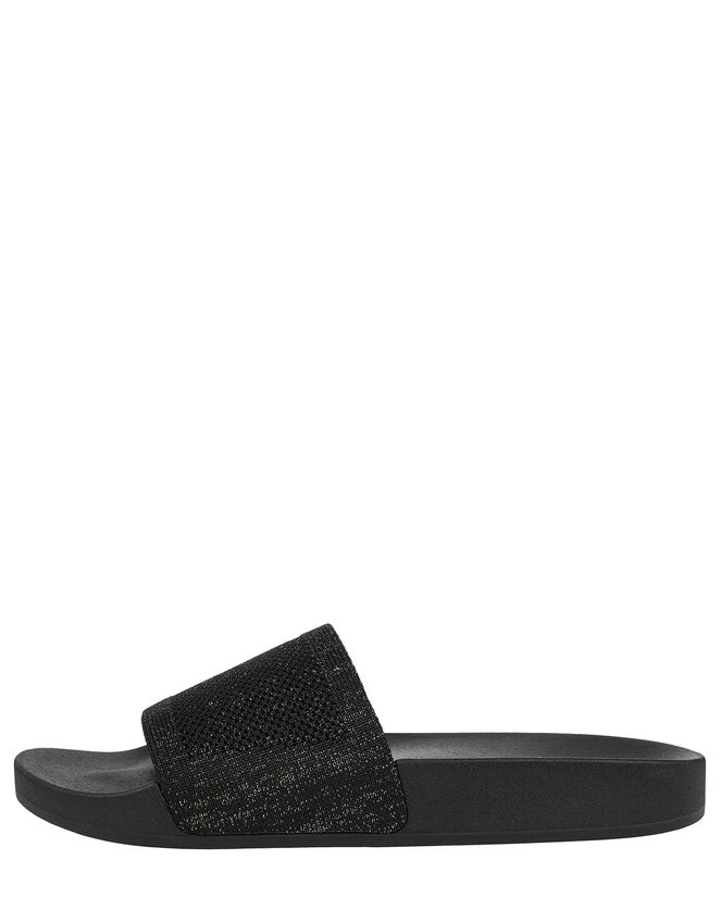Shimmer Strap Pool Sliders, Black (BLACK), large