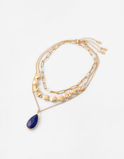Layered Lapis Necklace with Recycled Metal, , large