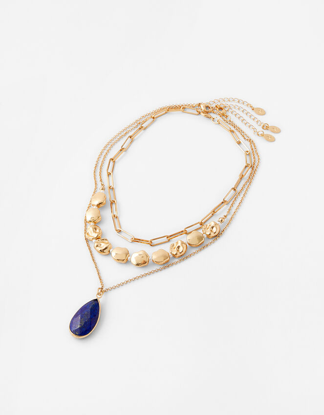 Layered Lapis Necklace with Recycled Metal, , large
