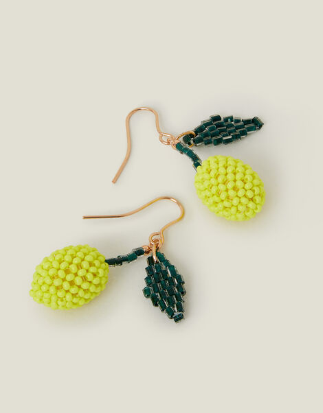 Lemon Beaded Drop Earrings, , large
