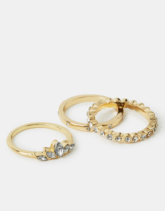 3-Pack Diamant&eacute; Stacking Rings, Gold (GOLD), large