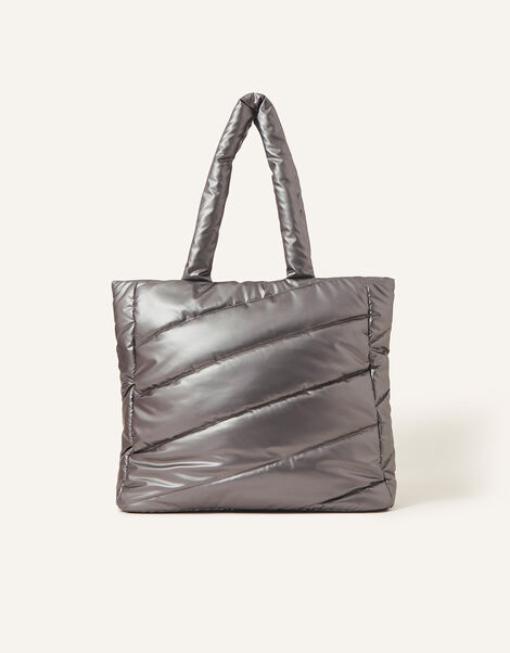 Metallic Tote Bag, Silver (SILVER), large