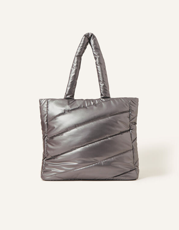 Metallic Tote Bag, Silver (SILVER), large