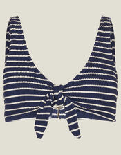 Stripe Crinkle Tie Bikini Top, Blue (NAVY), large