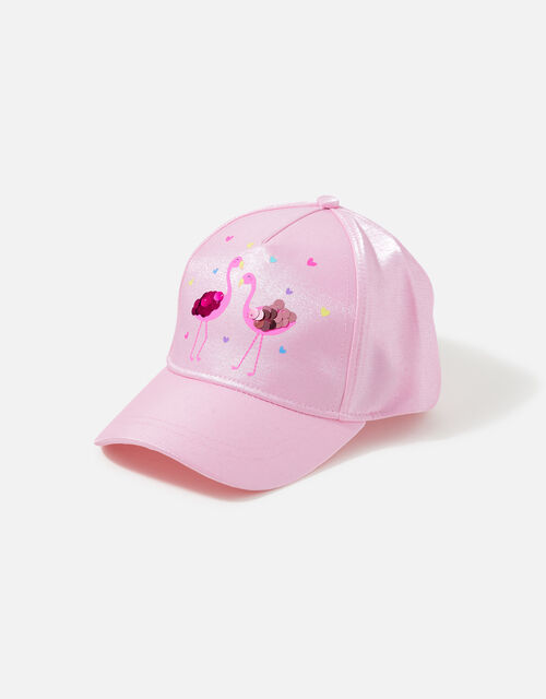 Girls Flamingo Sequin Baseball Hat , Pink (PALE PINK), large