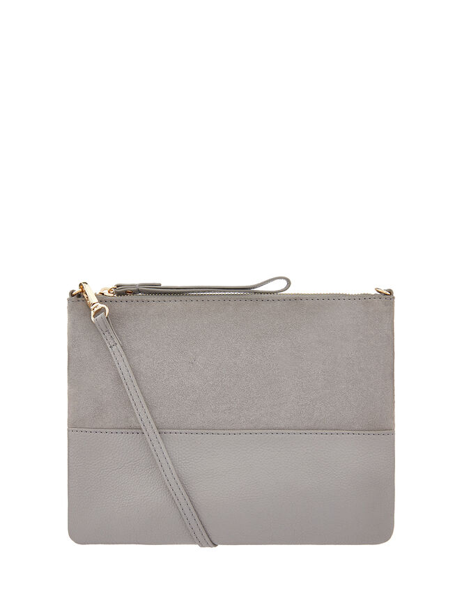 Carmela Leather Cross Body Bag, Grey (GREY), large