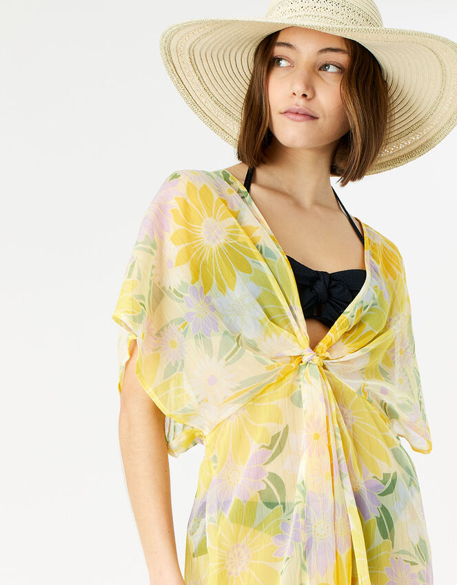 Sunflower Chiffon Kaftan, Yellow (YELLOW), large