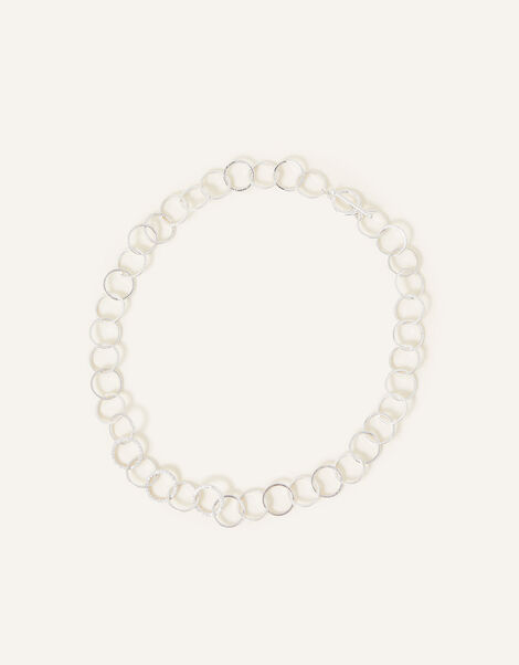 Sterling Silver Plated Circle Chain Necklace, , large
