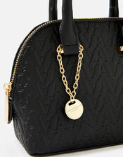 A Logo Monogram Handheld Bag, Black (BLACK), large