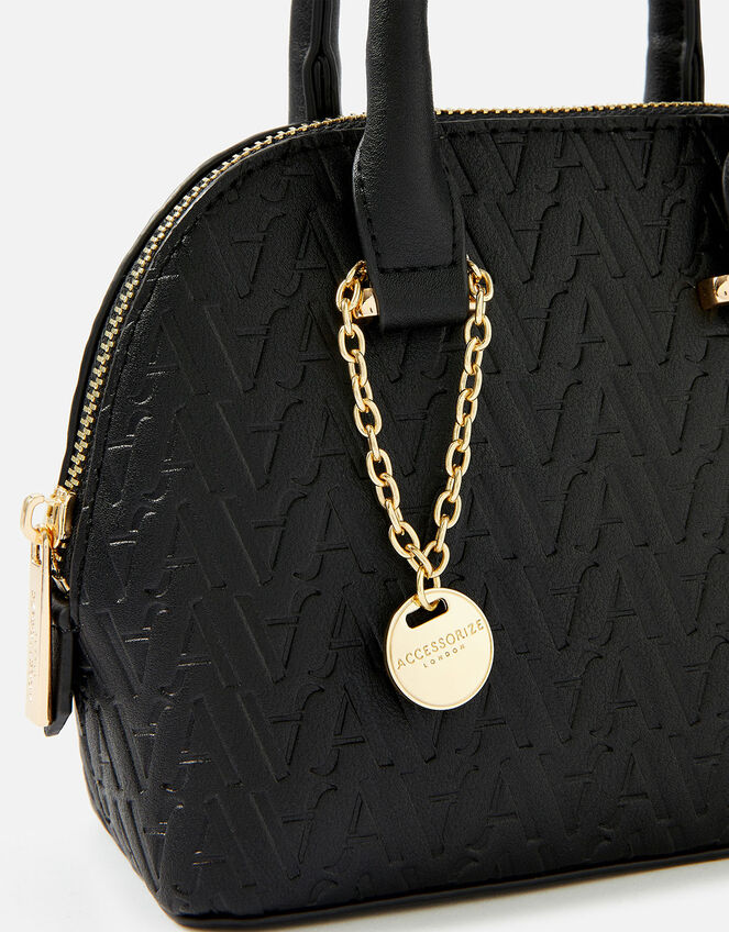 A Logo Monogram Handheld Bag, Black (BLACK), large