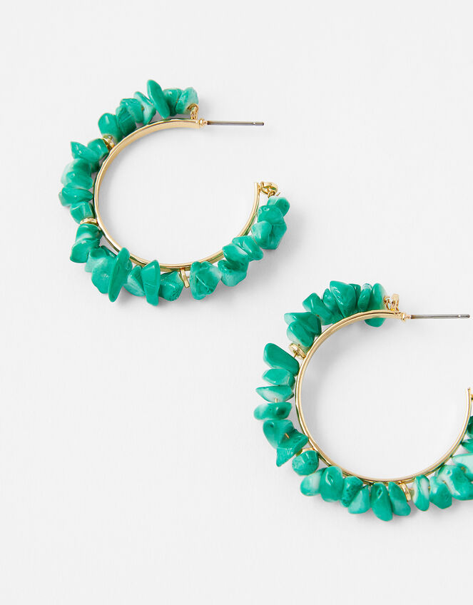 Turquoise Chipping Hoop Earrings, , large