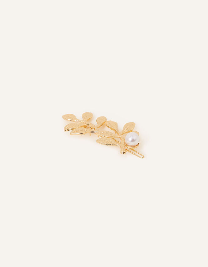 Brushed Leaf Hair Clip, , large