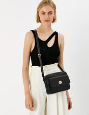 Boxy Twist-Lock Cross-Body Bag, Black (BLACK), large