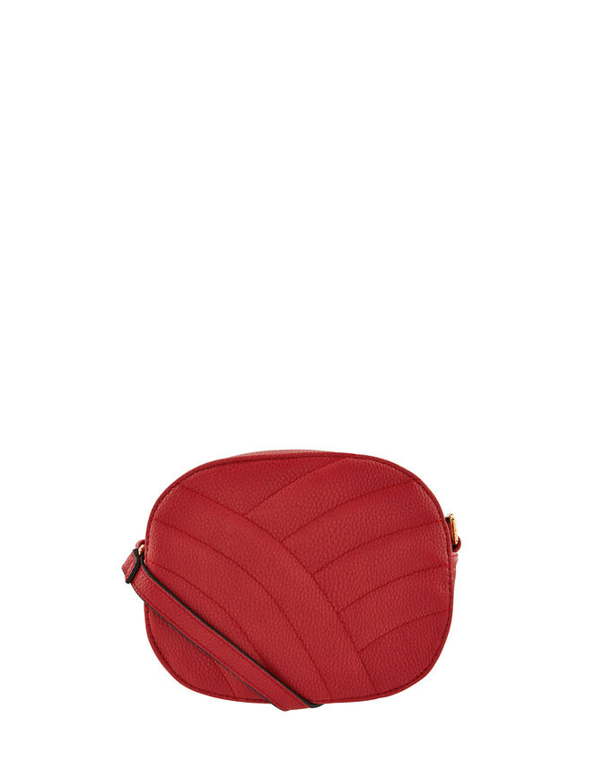 Quilted Faux Leather Cross-Body Bag, Red (RED), large