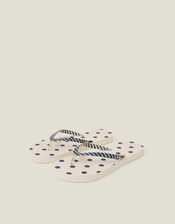 Polka Dot Stripe Flip Flops, Blue (NAVY), large